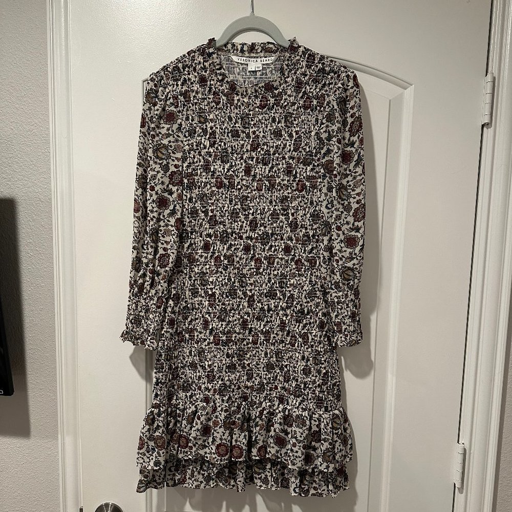 Veronica Beard Jeans Farha Floral Smocked Mini Bodycon Dress